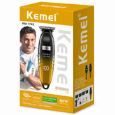 Kemei KM-1742 Professional Hair Trimmer | Cordless USB Rechargeable Beard & Hair Clipper with LED Display