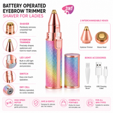 2-in-1 USB Rechargeable Eyebrow Trimmer & Facial Hair Remover for Women