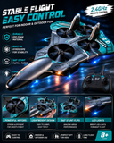 2.4GHz RC foam aircraft drone with remote control, LED lights, built-in gyroscope, and durable EPP foam for kids aged 8 years and above.