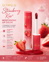O.TWO.O Strawberry Kiss Moisturizing Lip Color – Strawberry Flavored Long Lasting Lip Tint