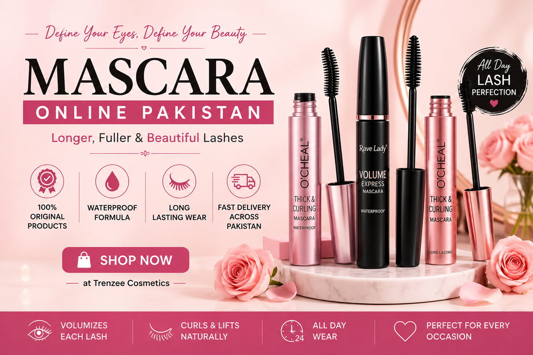 Mascara Online Pakistan – Waterproof, Volumizing and Curling Mascara Collection by Trenzee Cosmetics
