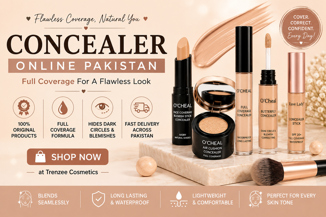 Concealer Online Pakistan – Full Coverage, Waterproof and Long Lasting Concealer Collection by Trenzee Cosmetics