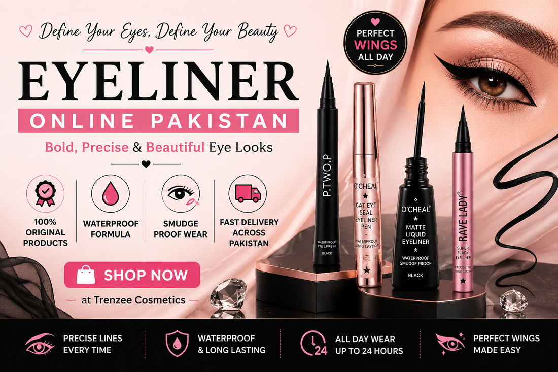 Eyeliner Online Pakistan – Waterproof, Liquid and Long Lasting Eyeliner Collection by Trenzee Cosmetics