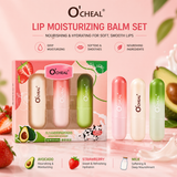 O'CHEAL Moisturizing Lip Balm Set – Avocado, Strawberry & Milk Lip Care Trio