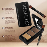 O'CHEAL Soft-Focus Tri-Color Eyebrow Powder Palette – Natural Brow Defining Kit