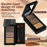 O'CHEAL Soft-Focus Tri-Color Eyebrow Powder Palette – Natural Brow Defining Kit