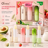 O'CHEAL Moisturizing Lip Balm Set – Avocado, Strawberry & Milk Lip Care Trio