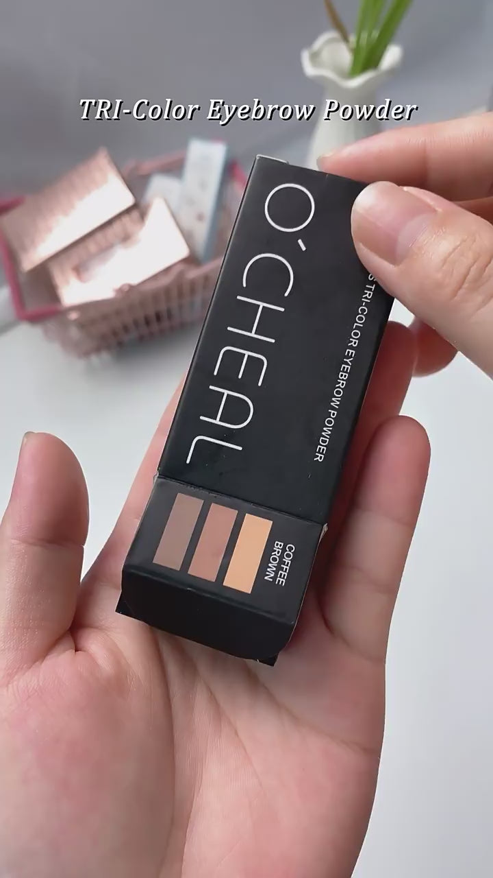 O'CHEAL Soft-Focus Tri-Color Eyebrow Powder Palette – Natural Brow Defining Kit